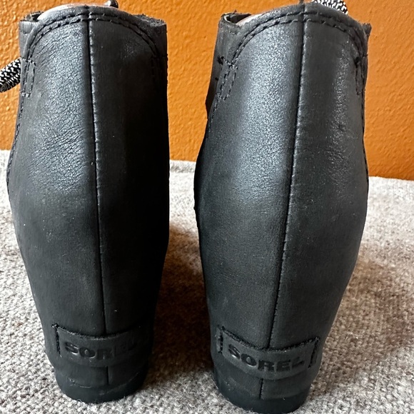 Sorel Black Leather Joanie ll Wedge Lace Up Sandals Size 9 EUC! - Picture 8 of 10